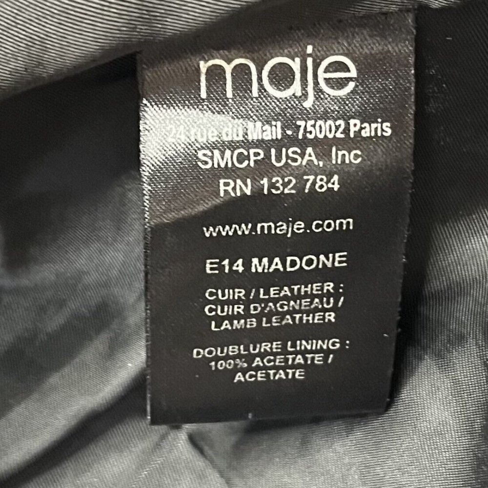 Maje Biker Moto Zip Jacket Black Lamb Leather Size 38 - Picture 15 of 16